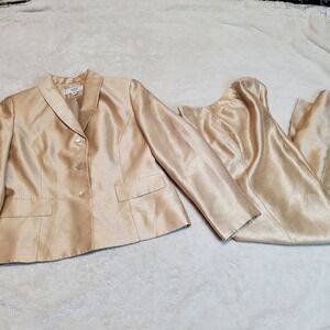 Le Suit Gold Holiday Gatsby Office Formal Classic Suit Set Jacket Pants 8 Petite